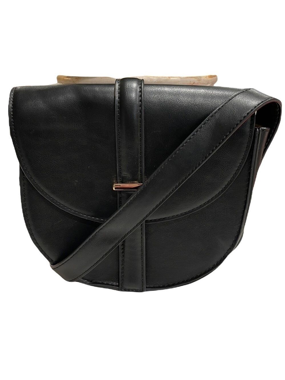 Stitch Fix Daily Look Faux Leather Flap Crossbody Bag Black